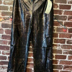 Mica Gold & Bronze Metallic Snakeskin Pants  - 8, 10-US